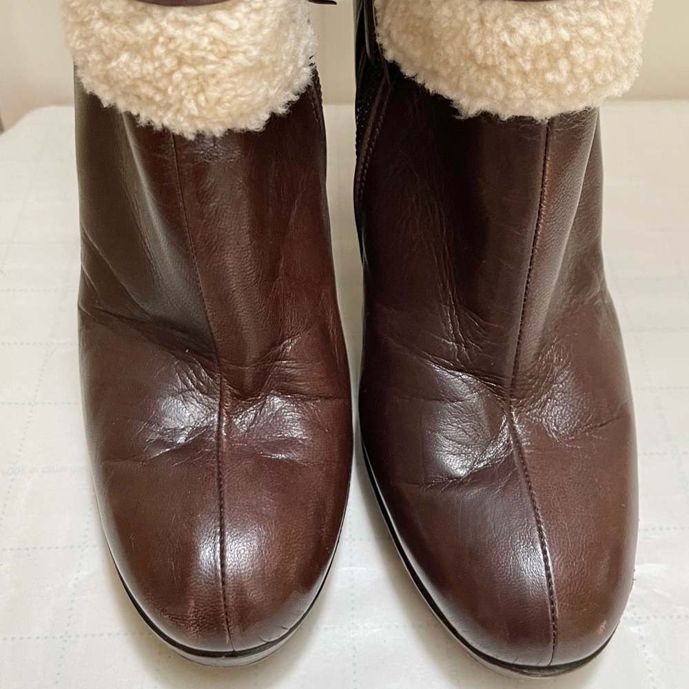 Authentic Miu Miu Shearling Lined Leather Ankle B… - image 4